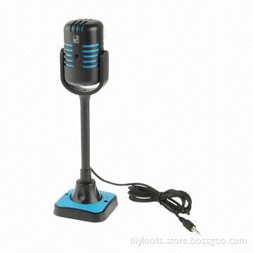 Smart Retro Style Hi-Fi Audio Network Microphone with Holder for PCs/Laptops, 2m Cable Length